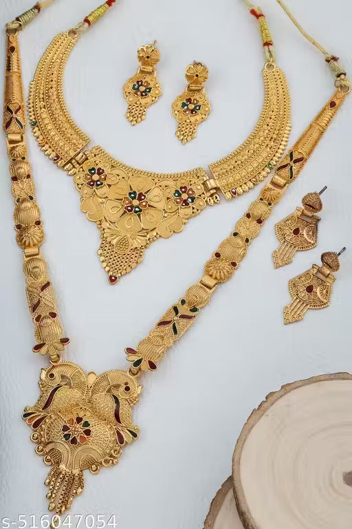 Gold Plated Long Traditional Haram and Necklace